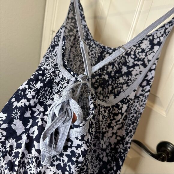 Intimately Free People Blue Floral Print Criss Cross Back Be Kind Bodysuit Sz L - Picture 5 of 9